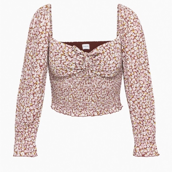 Sunday Best Tops - Aritzia Sunday Best Sinatra Blouse Top Womens Small Smocked Crop Floral Cottage